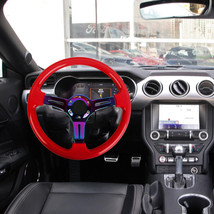 350mm 14&quot; VIP Deep Dish ABS Hard Wood Steering Wheel Red / Neo Chrome Spoke - £45.87 GBP