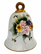 Meibo&#39;s Porcelain  Bell w Heart Shaped Clapper Raised Floral Japan Numbered - £14.24 GBP