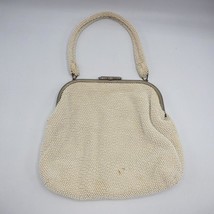 White Beaded Womans Clutch Handbag Purse - $24.74