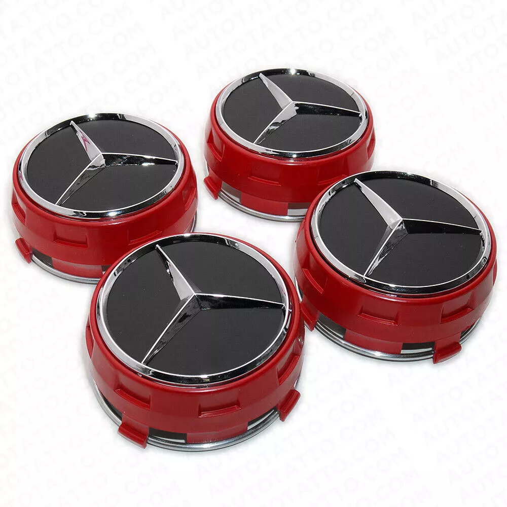 4x Wheels In Center Lock Design Cap Hub Star Cover Insert Sport AMG Red - $34.47 CAD