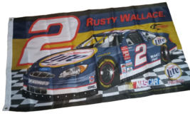 Rusty Wallace Miller Lite Flag Banner Nascar Racing 2002 Grommets 35&quot;x57&quot; Unused - £12.33 GBP