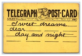 Novelty Telegraph Postcard Romance Sweet Dreams 1909 DB Postcard Q19 - £2.29 GBP