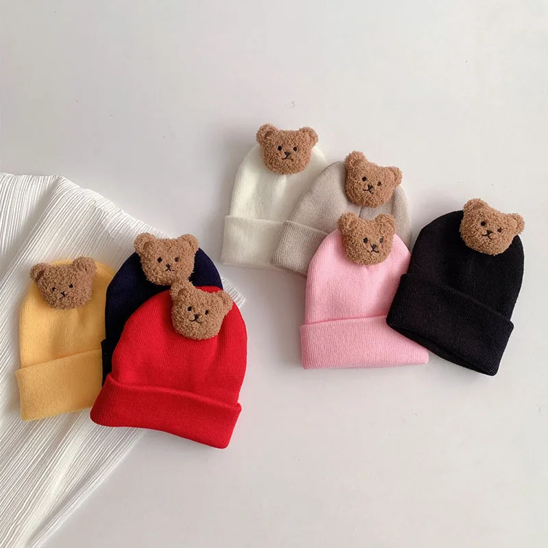 Game Fun Play Toys Korean Cartoon Bear Baby Hat Soft Cute Solid Color Newborn Be - £22.98 GBP