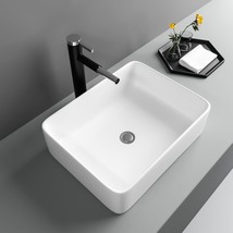 19&quot;X15&quot; Vessel Sink Rectangule Bowl Sinks For Bathrooms White Vessel Sin... - $56.94