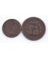 1878-1905 Spain Coin Lot (2pcs) 2 &amp; 5 Centimos (VF-Unc) - $92.41 CAD
