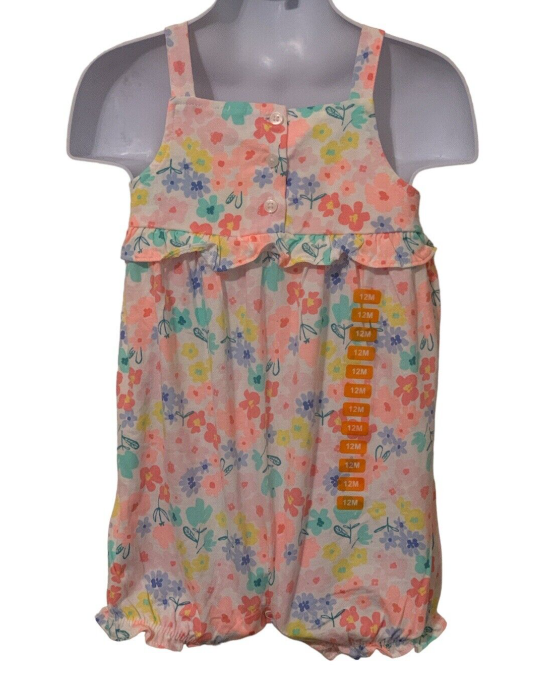 Primary image for Carters Baby Girls Floral Romper Size 12M Sleeveless