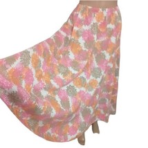 Woman Within Linen Maxi Skirt M Modest Full Flowy Floral Cottagecore Ela... - $34.64