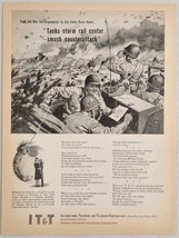 1943 Print Ad IT&amp;T War Correspondent Relays World War 2 Tank Battle &amp; Soldiers - £16.33 GBP