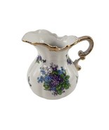 Lefton Porcelain Pitcher Spring Bouquet Purple Flowers Hand Painted 4584 - $10.64