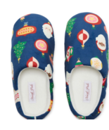 North Pole Trading Co. Vintage Navy Ornaments Slip On Slippers Unisex SMALL - $19.34