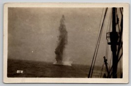 RPPC Navy View from Ship Explosion in the Ocean BCW Real Photo Postcard J30 - $9.95