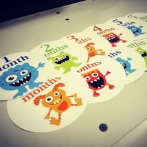Monthly baby stickers. Cute monsters bodysuit infants month labels. - £6.33 GBP