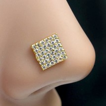 Beautiful Square Indian Style Nose stud White CZ Twisted  nose ring 22g - £11.85 GBP
