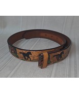 Nocona Belt Unisex SZ 28 Tooled Leather Horses Western  Strap NO BUCKLE - $19.79
