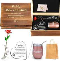 Best Grandma Gifts, Gifts for Grandma with Crystal Engraved Heart, 24K Gold Dipp - £69.26 GBP