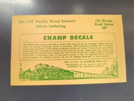 Vintage Champ Decals No. HN-142 Pacific Great Eastern White HO Road Name Set - $14.95