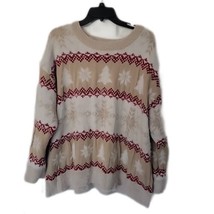Holiday Time Christmas Pullover Knit Sweater ~ Sz 2X (20W-22W) Beige, Wh... - £25.09 GBP