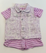 One Step Up Baby Toddler Girls Jean Vest &amp; Jumpsuit Shorts 2-pc NWOT 24 ... - $14.99