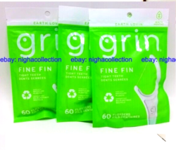 ( Lot 3 ) Earth Lovin&#39;grin Fine Fin Floss 60 Floss Minty=180 Flossers Sealed - £12.73 GBP