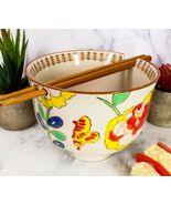 Japanese Design Ceramic Ramen Noodles Bowl &amp; Chopsticks Set Spring Flowe... - $381.96 MXN