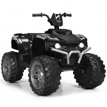 12V Kids Ride on ATV with LED Lights and Treaded Tires and LED lights-Black - C - £238.80 GBP