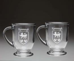 Kavanaugh Irish Coat of Arms Glass Coffee Mugs - Set of 2 - £26.47 GBP