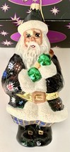 CHRISTOPHER RADKO CHRISTMAS GLASS ORNAMENT OXFORD SANTA  BLACK COAT PATC... - $45.00