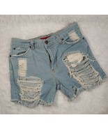 GJG Denim Destroyed Cut Off High Rise Frayed Booty Shorts USA Women&#39;s Si... - $20.31 CAD