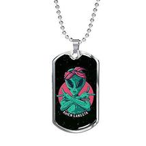 Express Your Love Gifts Alien UFO Fan Gift Alien Gangsta Necklace Stainless Stee - £43.48 GBP