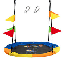 40 Inch Flying Saucer Tree Swing with Hanging Straps Monkey-Yellow - Col... - £67.10 GBP