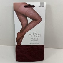 Minicci Womens Tights Sz L opaque plum Nylon Spandex Besutiful Design Plum - £8.50 GBP