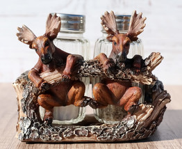 Rustic Forest 2 Elk Moose Dangling On Tree Branch Salt And Pepper Shaker... - £22.01 GBP