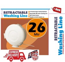 Retractable Laundry Line 26M Wall Mount Outdoor Indoor Laundry Wash-
show ori... - £11.78 GBP