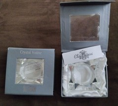 Pair Of Oleg Cassini Crystal Votive Clear Bauhaus - New In Box Signed 125441 - £23.34 GBP