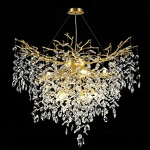 BMNJYW 40 inch Crystal Chandelier for Dining Room Round Gold Tree Branch... - $775.54