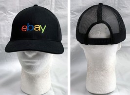 Ebay Embroidered Logo Trucker Baseball Hat Mens Black Snapback - £17.17 GBP