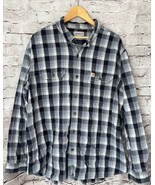 Carhartt Mens Shirt 2XL Blue Plaid Long Sleeve Relaxed Fit Cotton - $293.36 MXN