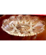 Vintage oval Pressed Clear Scalloped Fan cut Glass serving Bowl - £32.88 GBP
