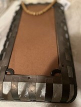 Tobacco Basket wall Mirror in  distressed metal and wood image 2