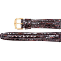 Men&#39;s 20 mm Regular Brown Leather Crocodile Grain Semi-Padded Watch Strap Band - £27.09 GBP
