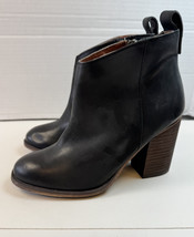 Nordstrom BP. Lance Leather Booties Ankle Boots Women  Black 4.5 Block Heel - $38.87