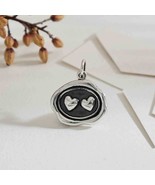 Sterling Silver Wax Seal Double Heart Charm 20x16mm - $65.20 CAD