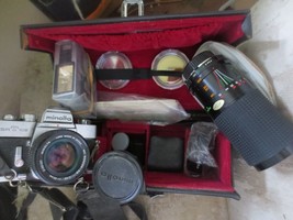 Minolta SRT-102 SLR Film Camera Rokkor PG Lens 1:1.4 50mm Leather Case + extras - $74.79