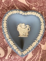 Wedgwood Blue Jasperware Greek Mythology Maidens Heart Trinket Dish Vintage - $14.24