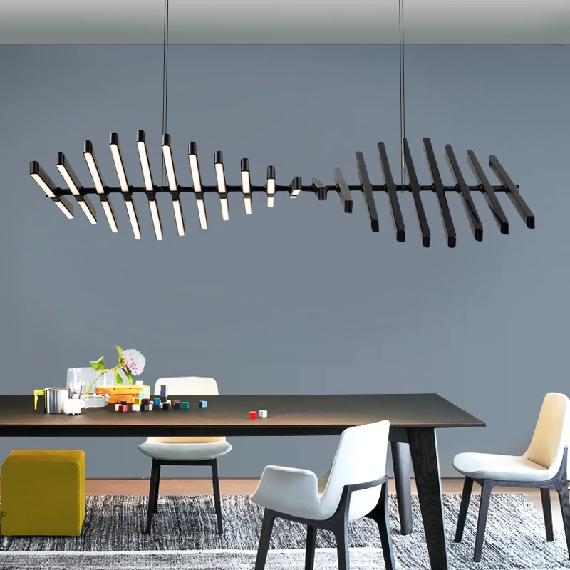 Nordic Living Room LED Pendant Lights Fishbone Desin Dining Room Chandelier - $284.40+