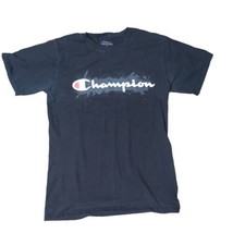 Champion T-Shirt Size S Black Retro Spell Out Graphic Cotton Short Sleev... - $6.76