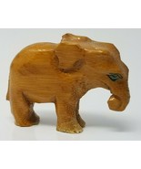 Elephant Figurine Asian Small Hand Carved Brown Wood Handmade Vintage - £11.86 GBP