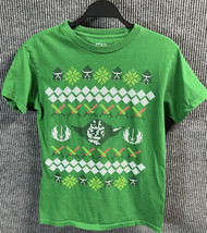 Star Wars Shirt Young Mens Small Green Pullover Yoda Christmas Graphic L... - £10.30 GBP
