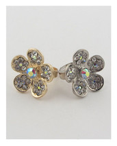 Flower rhinestone adjustable ring Gold - £7.91 GBP