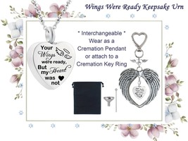 Pet Keepsake Urn Wings Were Ready Interchangeable Necklace or Key Ring J... - £27.40 GBP+